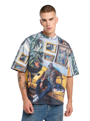 Carlo Colucci Oversize-Shirt Ercoliano in Blau / Mehrfarbig