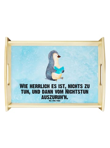 Mr. & Mrs. Panda Serviertablett Pinguin Buch mit Spruch in Eisblau