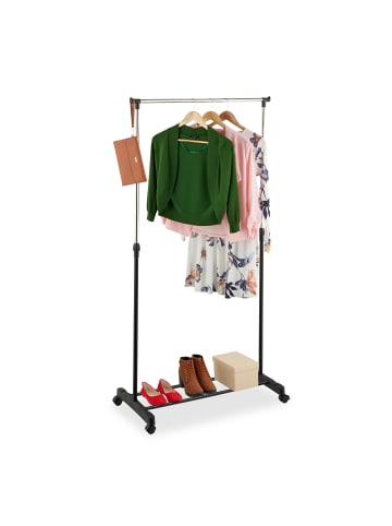 relaxdays Kleiderständer in Schwarz/ Silber - (B)76 x (H)91-156 x (T)40,5 cm