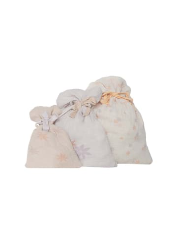 leevje Musselin Geschenksäcke 3er Set 'flowers' in multicolored