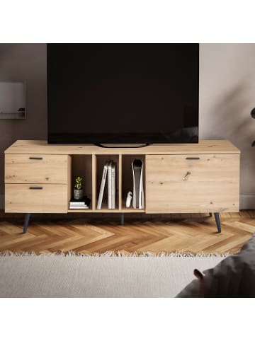 KADIMA DESIGN Lowboard Eiche-Dekor 150x55x40 cm Design TV-Kommode Modern, in Braun
