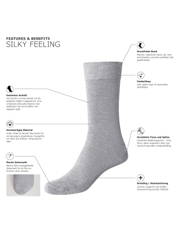 camano Socken 6 Paar silky feeling in hellgrau meliert