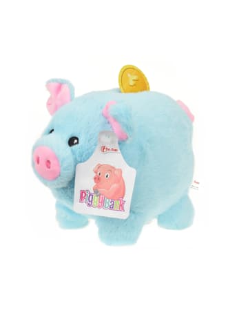 Toi-Toys Plüschsparbüchse Schwein – Sparschwein Kinder ab 3 Jahren in blau