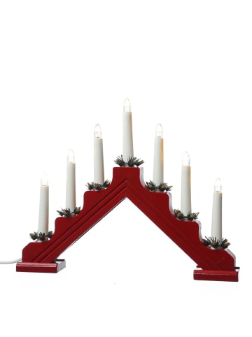 MARELIDA LED Fensterleuchter EMMA Schwibbogen 7 Kerzen L: 37,5cm in rot
