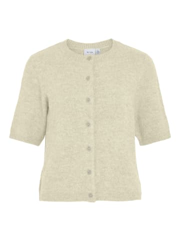 Vila Klassischer Strick-Cardigan mit Knopfleiste und halben Ärmeln in Natur