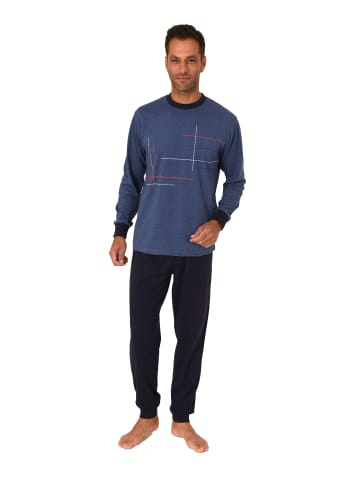NORMANN langarm Schlafanzug Pyjama Bündchen - 83248 in blau
