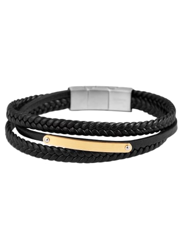 Adeliás Unisex Armband – Textilarmband aus Leder 23 cm in schwarz