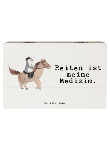 Mr. & Mrs. Panda Holzkiste Pferd Reiten mit Spruch in Weiß