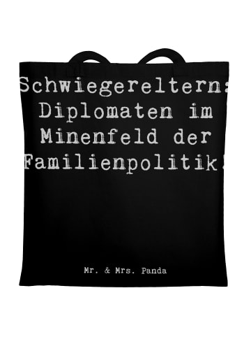 Mr. & Mrs. Panda Tragetasche Schwiegereltern Diplomaten mit Spruch in Schwarz