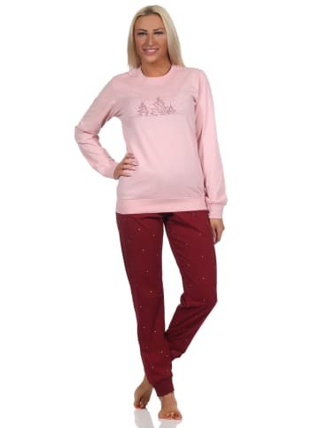 NORMANN Schlafanzug Pyjama Bündchen langarm Winter Optik - 88791 in altrosa