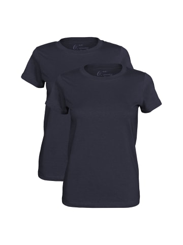 Cotton Prime® 2 Stück Damen T-Shirt O-Neck - Tee in dunkelblau