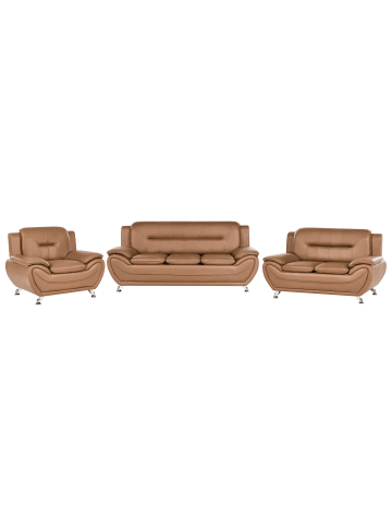 Beliani 3-tlg Sitzgruppe LEIRA in Braun/Silber