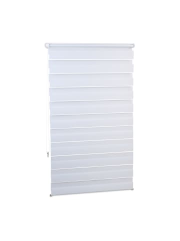 relaxdays 3 x Doppelrollo Klemmfix in Weiß - (B)81 x (H)156cm