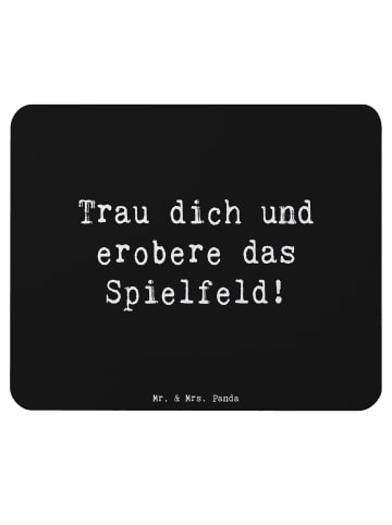 Mr. & Mrs. Panda Mauspad Spruch Neue Sportart Mut mit Spruch in Schwarz