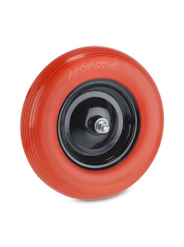 relaxdays Schubkarrenrad PU in Schwarz/ Rot - 4.80 4.00-8