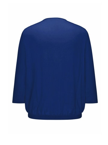 GOLDNER Kurzgröße:  Chiffon-Shirt mit 3/4-Arm, Rundhals in royalblau