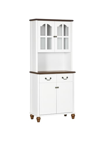 HOMCOM Küchenschrank-76L x 38B x 182H cm-Weiß