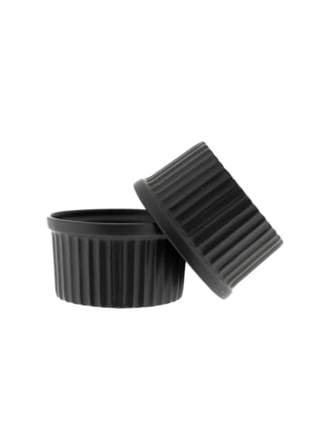 Almina Almina 6 Teiliger Muffinform-Set Schale aus Porzellan Rund in Schwarz