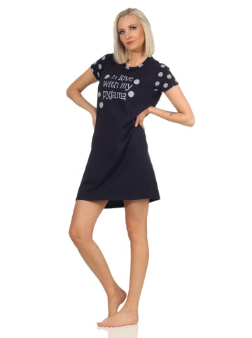 NORMANN Nachthemd kurzen Ärmeln " love with my pyjama" Punkte - 64643 in marine