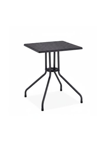 relaxdays Gartentisch "Rattan-Optik" in Schwarz - (B)61 x (H)75 x (T)61 cm