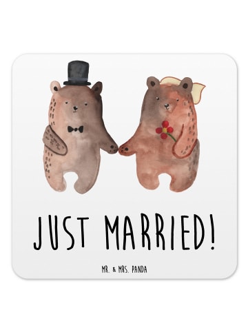 Mr. & Mrs. Panda Untersetzer Bär Heirat mit Spruch in Weiß