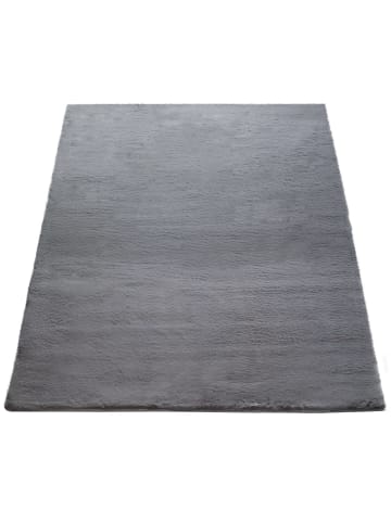 KADIMA DESIGN Hochflor Teppich Unifarben schmutzabweisend in Anthrazit