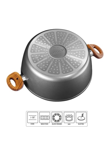 Stoneline Kochtopf 20 cm | mit Deckel in Braun (Griff)