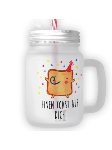 Mr. & Mrs. Panda Trinkglas Mason Jar Toast Party mit Spruch in Transparent