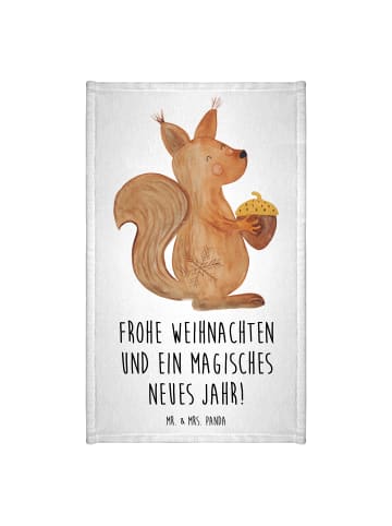 Mr. & Mrs. Panda Gästehandtuch Eichhörnchen Weihnachten mit Spruch in Weiß