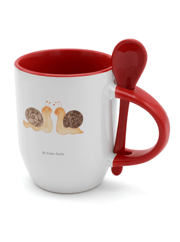 Mr. & Mrs. Panda Tasse mit Löffel Schnecken Liebe ohne Spruch in Weiß