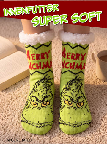The Grinch Hüttensocken Merry Grinchmas Haussocken Kuschelsocken in grün