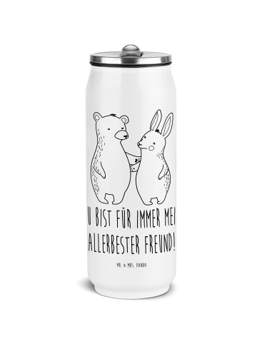Mr. & Mrs. Panda Trinkflasche Bär und Hase Umarmen mit Spruch in Weiß