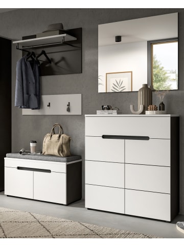 Inn.Furn Garderoben-Set 5-teilig in weiß, grau 175 cm, Kombination mit Soft-Close