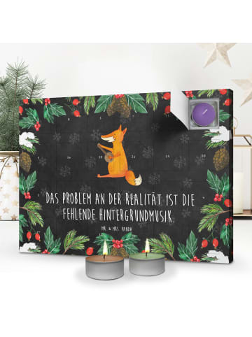 Mr. & Mrs. Panda adventskalender kerzen Fuchs Gitarre mit Spruch in Kreidetafel