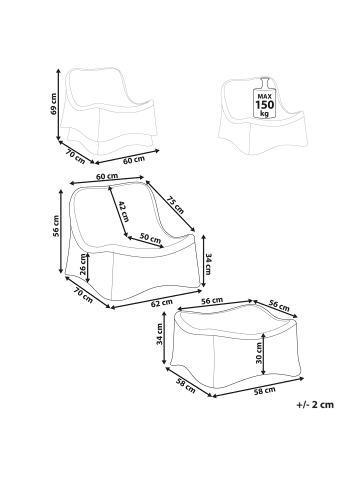 Beliani 2-tlg Gartenstuhl AIGANI in /Beige