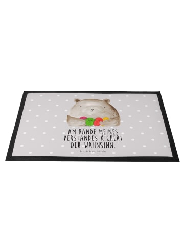 Mr. & Mrs. Panda Fußabstreifer Bär Gefühl mit Spruch in Grau Pastell
