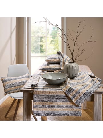 Erwin Müller Jacquard, Baumwollmischung, Gewebt Kissenbezug in schwarz-beige