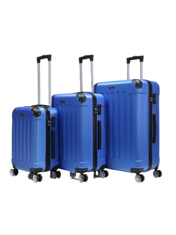 Cheffinger Reisekoffer Koffer 3 tlg Hartschale Trolley Set in Blau