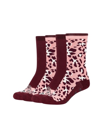 camano Socken ca-soft Stopper stripes 4er Pack bordeaux red
