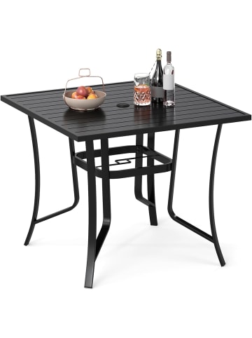 COSTWAY Gartentisch Metall 91x91x73cm in Schwarz