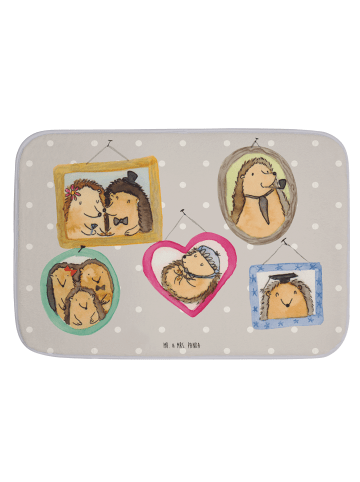 Mr. & Mrs. Panda Badteppich Igel Familie ohne Spruch in Grau Pastell