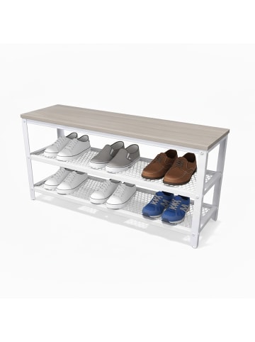 relaxdays Schuhbank in Hellbraun/ Weiß - (B)100 x (H)45 x (T)30 cm