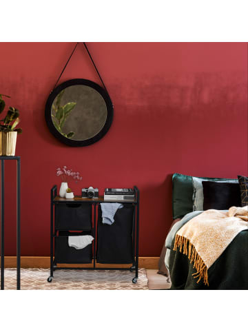 relaxdays Wäschekorbregal in Schwarz/ Braun - (B)72,5 x (H)78 x (T)30,5 cm