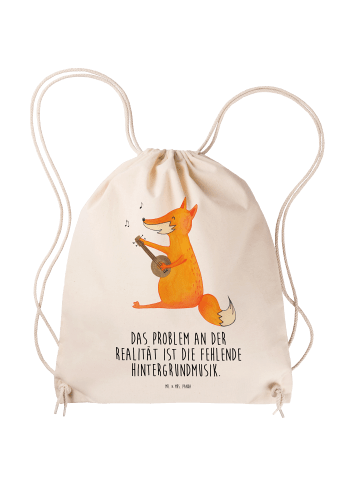 Mr. & Mrs. Panda Baumwollbeutel Fuchs Gitarre mit Spruch in Creme