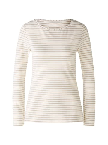 Oui Langarmshirt SUMIKO elastische Cotton-Modalmischung in white camel