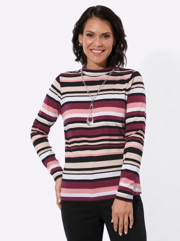 WITT WEIDEN Stehkragen-Shirt in bordeaux-flamingo-geringelt