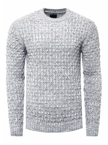 Rusty Neal Schwerer Kontrast Grobstrick Rundhals-Pullover in Grau