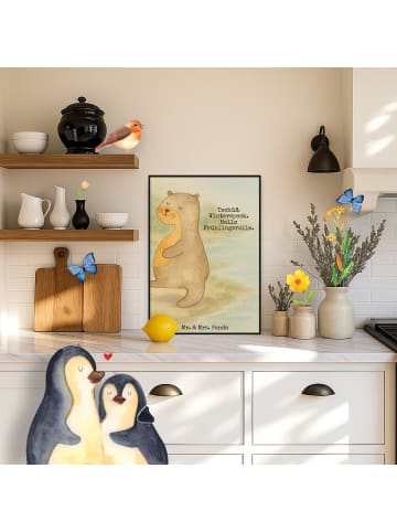 Mr. & Mrs. Panda Wanddeko Bild Otter Bauch Design mit Spruch in Weiß