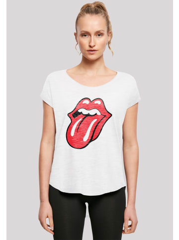 F4NT4STIC Long Cut T-Shirt The Rolling Stones Zunge in weiß