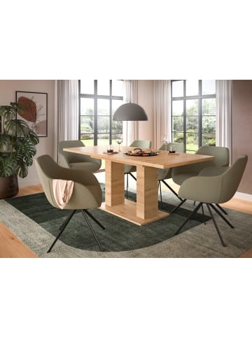 xonox.home Esstisch (B/H/T): 150-190x76x90 in eichefarben mit Doppelsäulen-Gestell